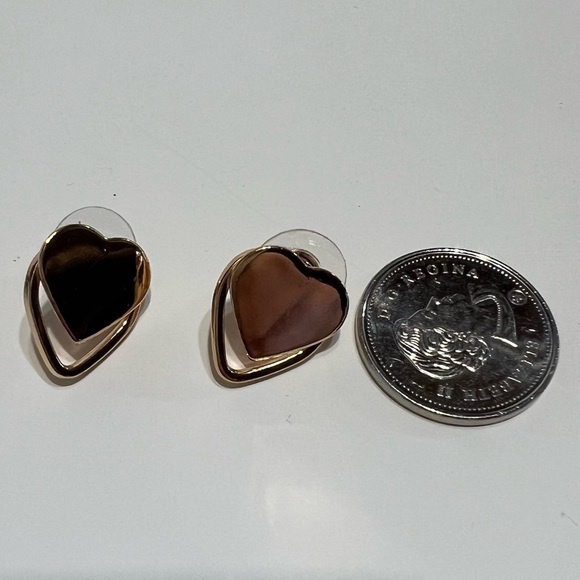 💎NEW Two For One-Double Heart Gold Stud Earrings, Secure Lock Backing - Picture 3 of 8